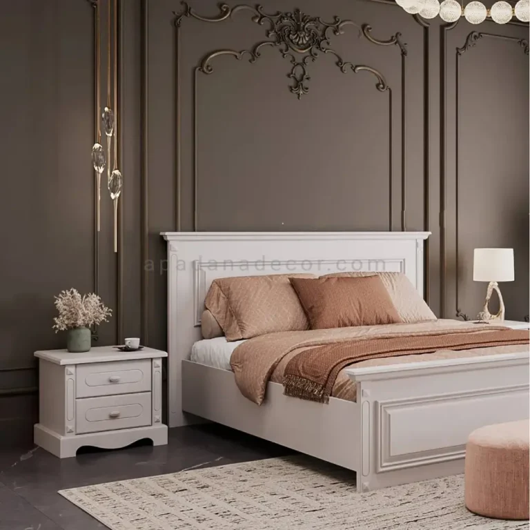 تخت دو نفره رمانتیک طوسی 160*200