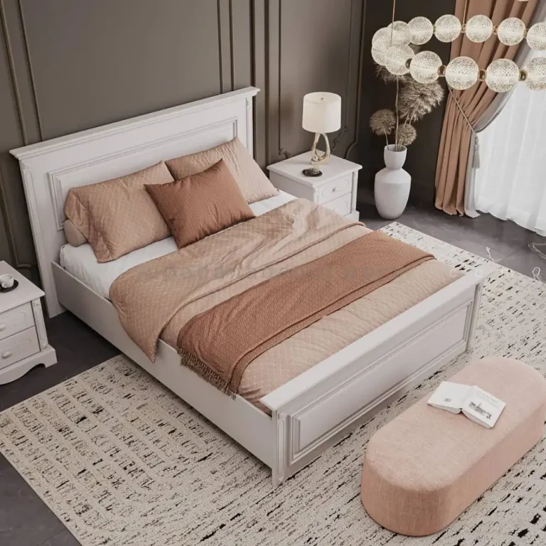 تخت دو نفره رمانتیک طوسی 180*200