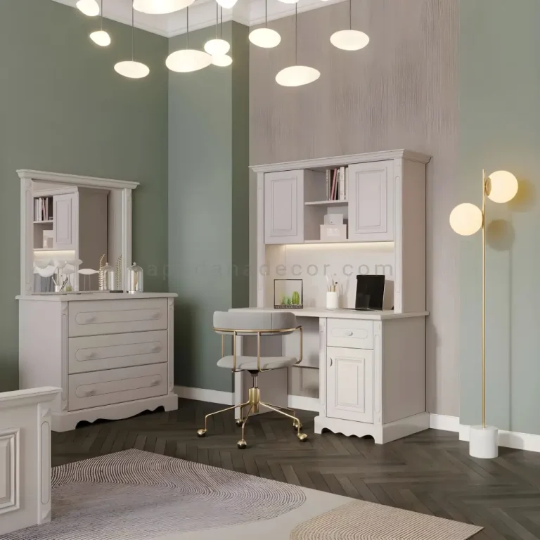 میز تحریر رمانتیک طوسی همراه با رابط