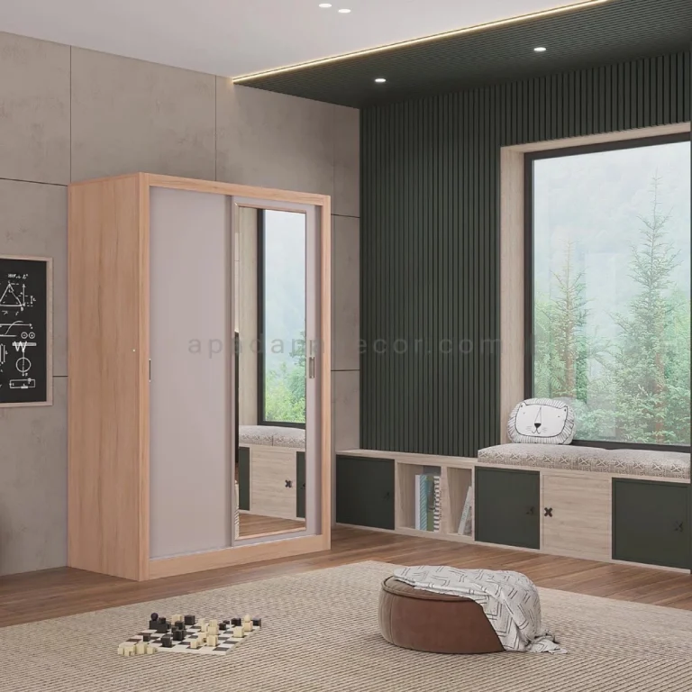 کمد درب ریلی ۱۳۵ فلورانس نوجوان- رنگ کلرادو+طوسی