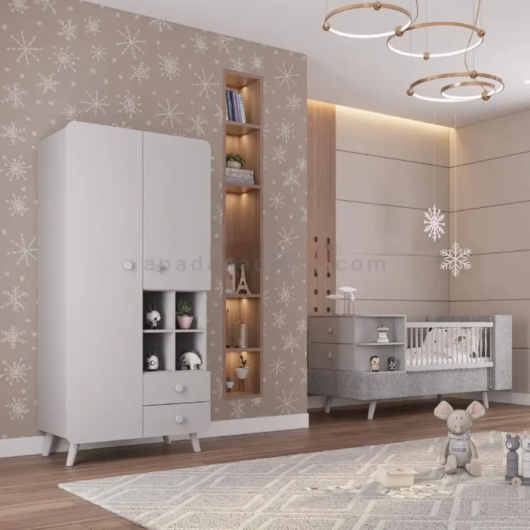 کمد دودرب برفی طوسی نوزادی