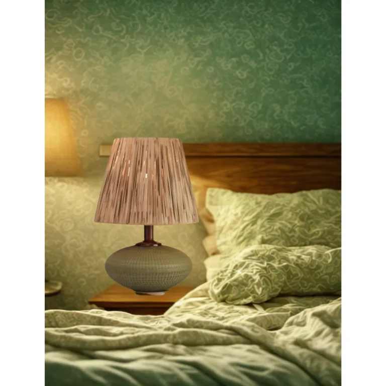 آباژور کوتاه سبز طرح چوبی